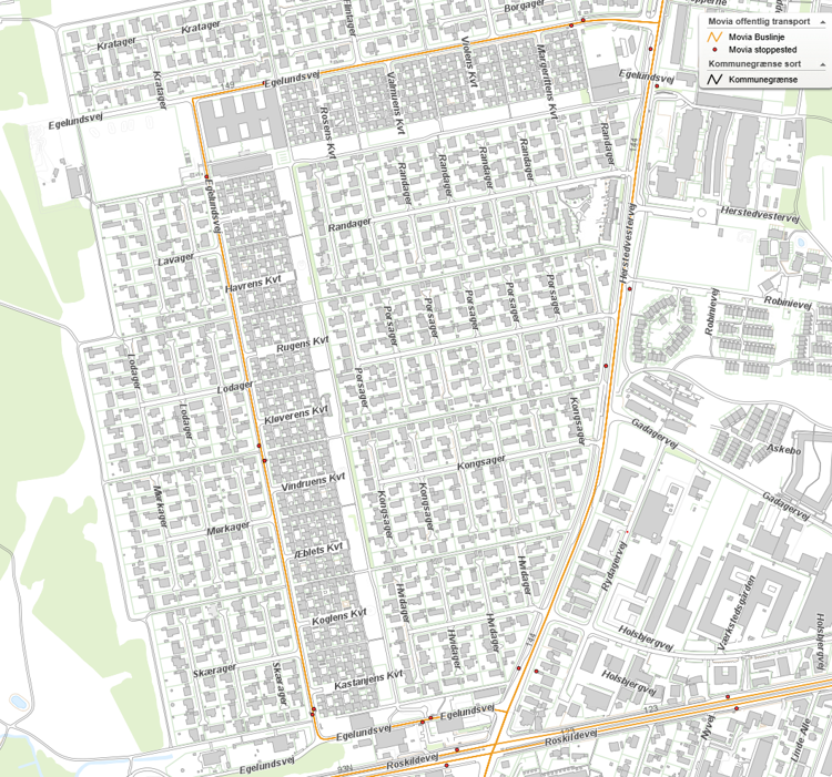 Kort over Egelundsvej